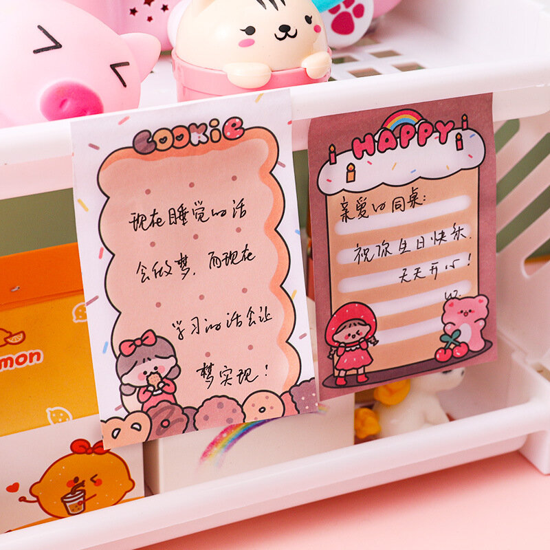Блокнот в Корейском стиле, милая мультяшная бумага для девочек, канцелярские принадлежности, блокнот для записей, офисное сообщение, Наклей...