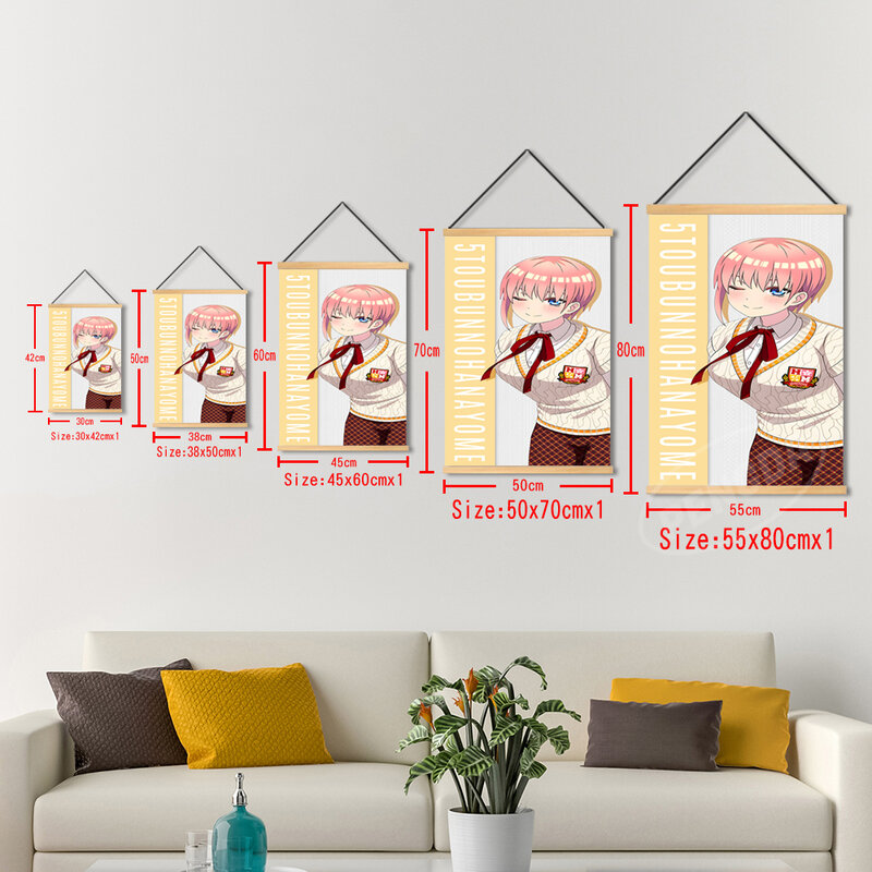 Home Decor The Quintessential Quintuplets Canvas Wall Art Wooden Hanging Anime Figure Painting Pictures Printing Modular Poster