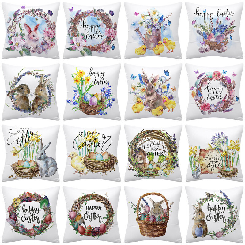 New Easter Polyester Throw Pillow Cover Spring Festival Home Decoration Pillow Cushion Cover