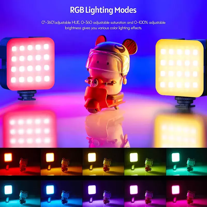 Ulanzi – Mini lampe vidéo multicolore à LED VL61 8W, avec diffuseur, 3W, 2500-8500K, pour Smartphone, appareil photo DSLR SLR, Vlog
