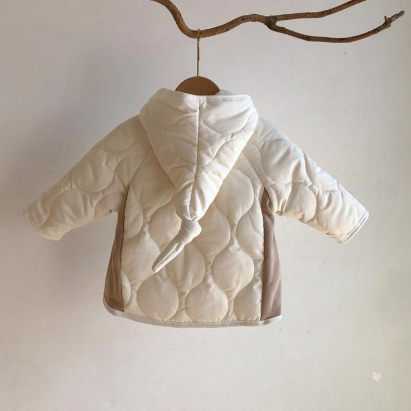 Kind Mode Diamant Gitter Baumwolle Kleidung Baby Junge Dicke Fleece Warm Halten Strickjacke Kleinkind Mädchen Mit Kapuze Unten Jacke