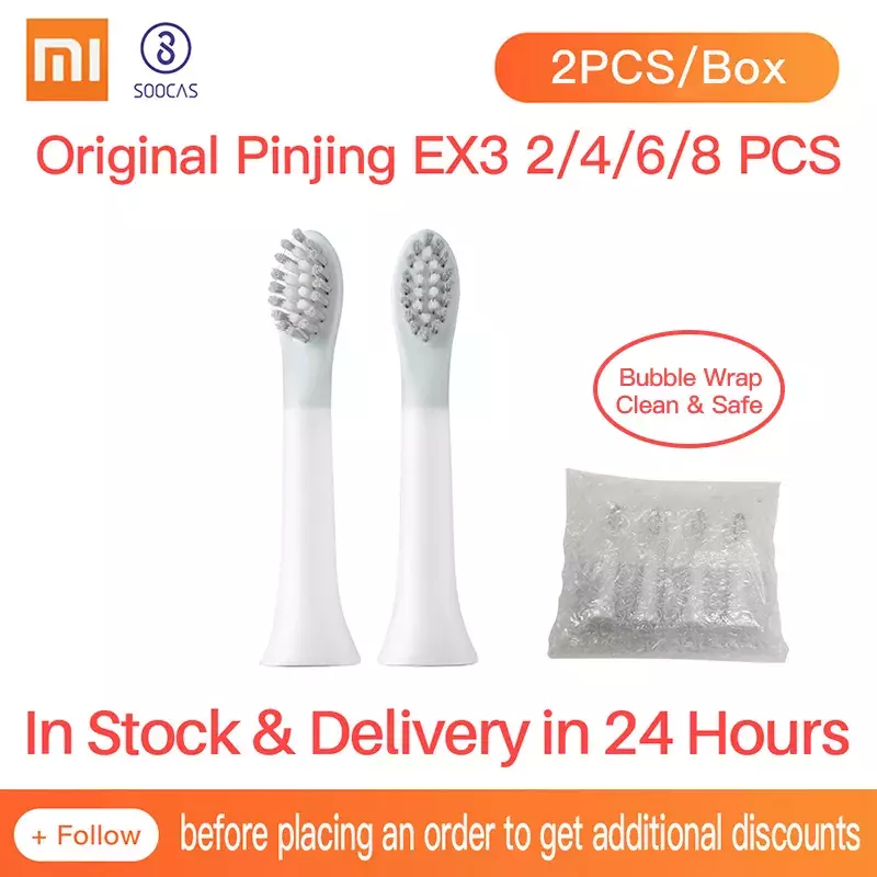 2022 original pinjing ex3 então branco cabeça de escova de dentes xiaomi youpin soocas elétrica sonic ultra-sônico escova de dentes cabeças