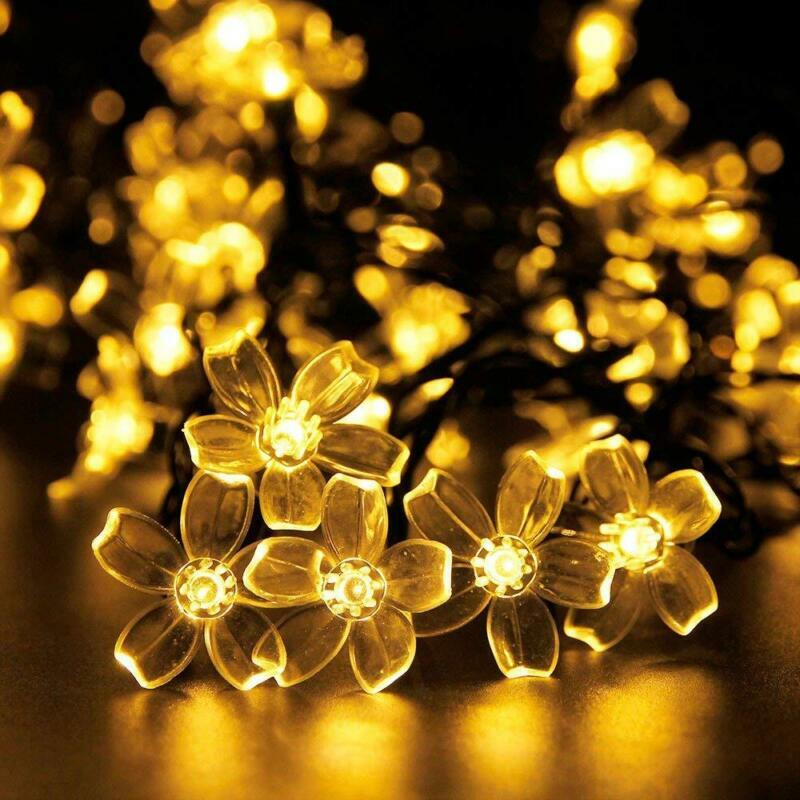 Solar Garlands light 5m 7m 12m Peach Flower Solar Lamp Power LED String Fairy Lights 6V Garden Christmas Decor For Outdoor