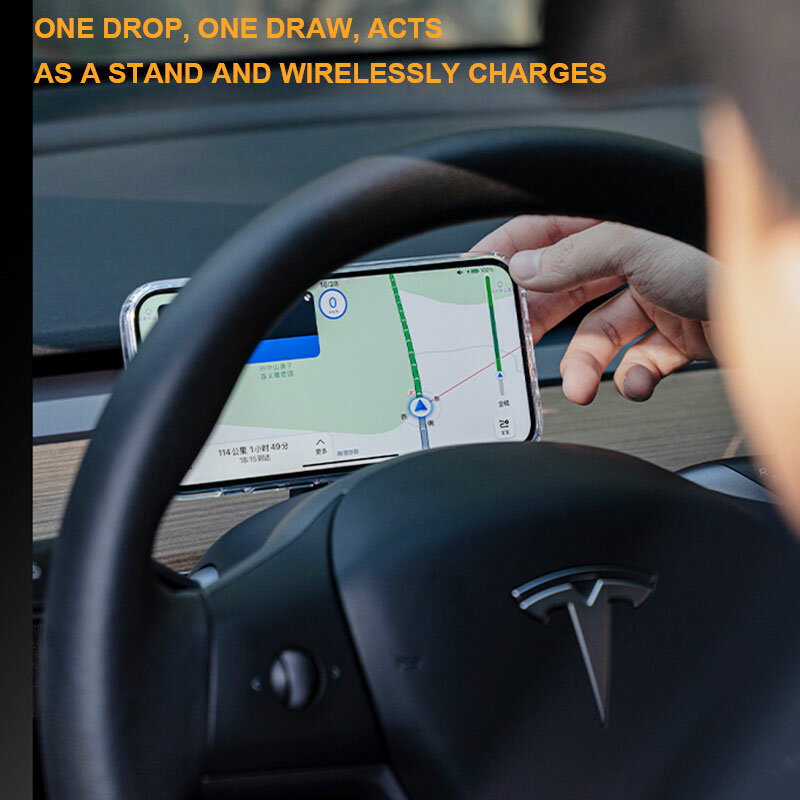 Nowy samochodowy uchwyt magnetyczny na telefon do Tesla Model3 kierownica podstawka pod telefon Model Y bezprzewodowy uchwyt do ładowania akcesoria