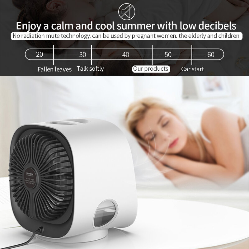 Portable Mini Desktop Fan Air Conditioner Air Cooler Humidifier Purifier 3 Gears Rechargeable Air Cooling Fan Low Noise Home Use