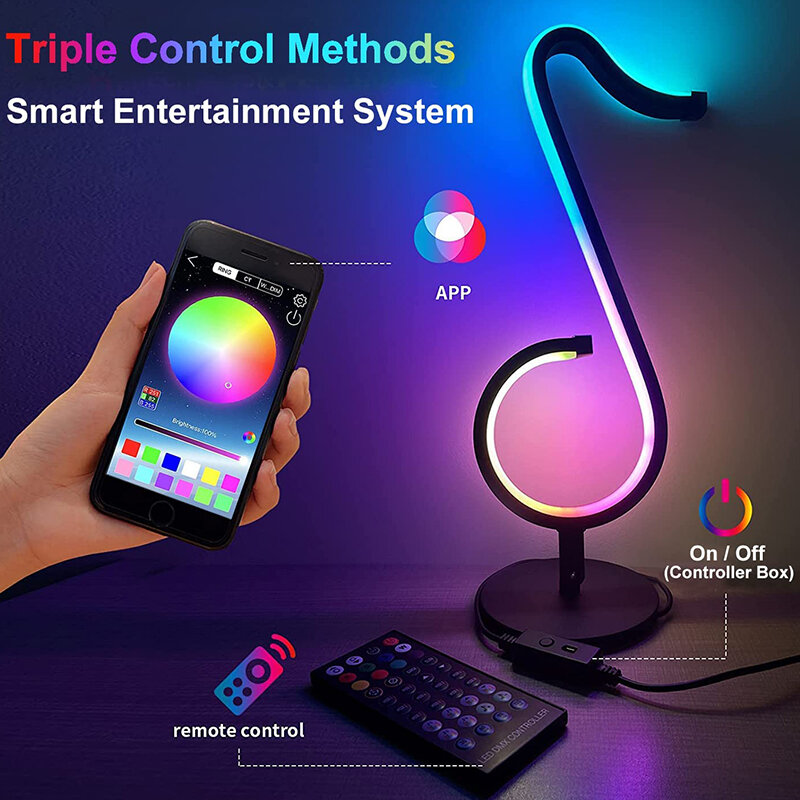 BluetoothゲームRGB LEDウォールライト,アンビエントライト,ゲームライト,アプリで制御,音楽照明,リモコン,USB