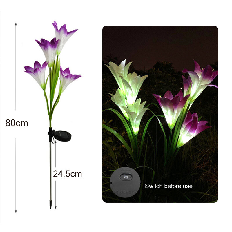 Solar Flower Light Lawn Lamp Solar Outdoor LED Lily Powered Night Fake Flowers Lights For Patio Lawn Garden Yard Decoration