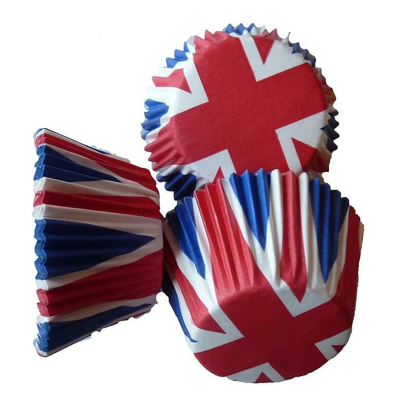 50/100 stücke kreative gebackene Kuchen Tassen britische Flagge Stil DIY Pappbecher Königin Platin Jubiläum Party UK Union Jack Pappbecher