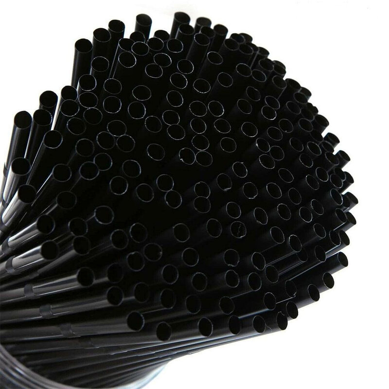 100-600Pcs Black Disposable Plastic Straws Drinking Rietjes 20.8cm Long Flexible Cocktail Straw For Kitchen Beverage Accessories