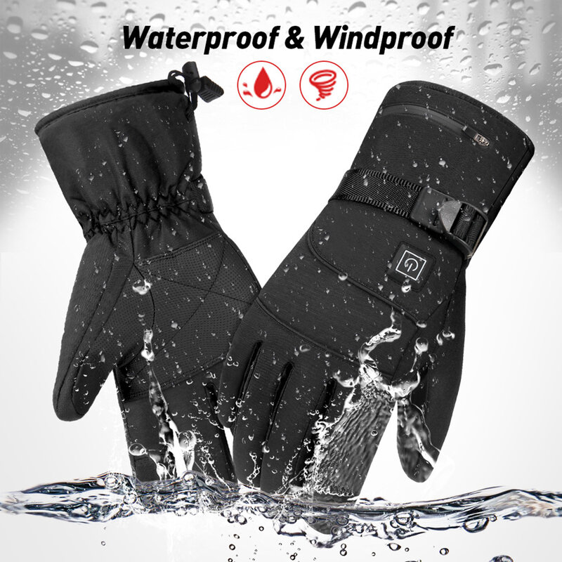 Зимние перчатки с электрическим подогревом, водонепроницаемые ветрозащитные непромокаемые велосипедные перчатки с защитой от холода для ...