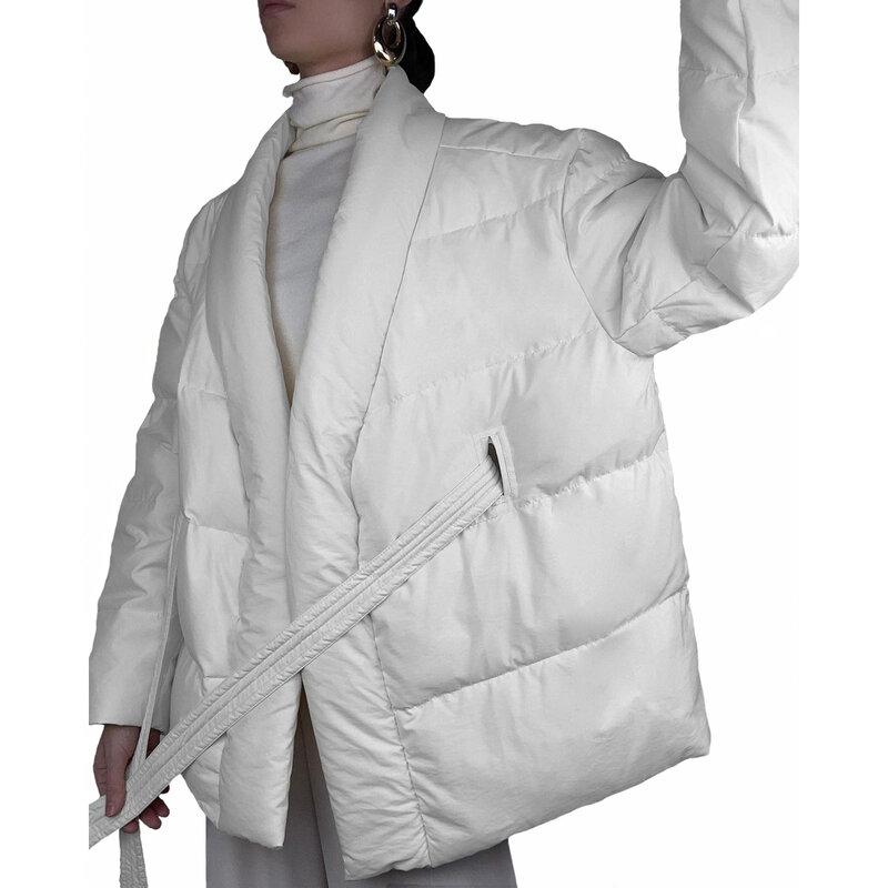파카 오버 사이즈 핑크 코트 캐주얼 자켓 벨트 아웃웨어 여성용, 따뜻한, 가을, 겨울, 2022
