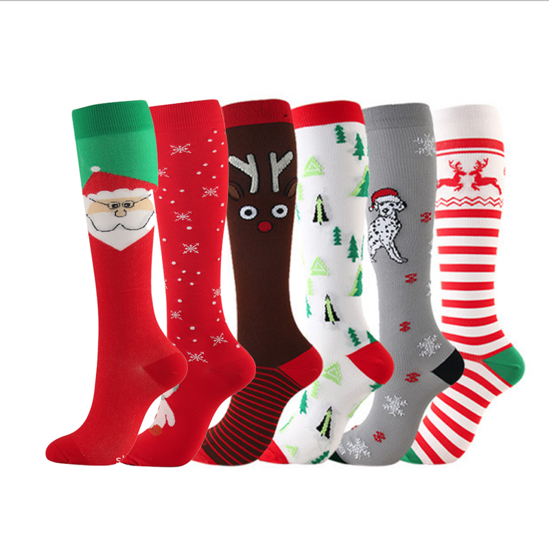 3ペア女性クリスマス靴下おかしいクリスマスサンタクロースクリスマスツリースノーフレークエルク雪ハイトチューブフィットネススポーツ靴下新年ソックス