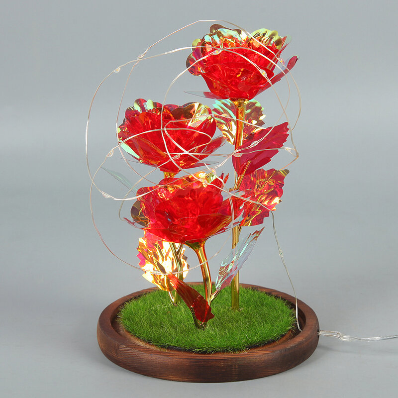 Креативная лампа в виде Розы, светодиодный стеклянный купол, Сказочная гирлянда, ночник, подарок на день Святого Валентина, День рождения, с...