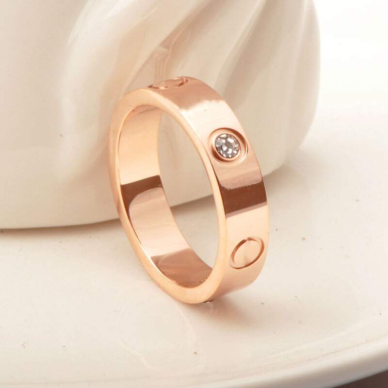 2022 Nieuwe Rose Ring Vrouwen Mode-sieraden 316L Rvs Titanium Stalen Ring Wijsvinger Ring Waterdicht Gift Vrouwen