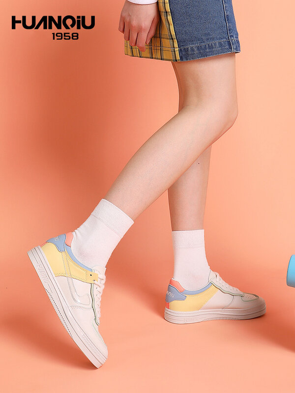 HUANQIU-zapatos vulcanizados de lujo para mujer, zapatillas de plataforma para mujer, moda Multicolor, escuela, Tenis informales y transpirables, 2022