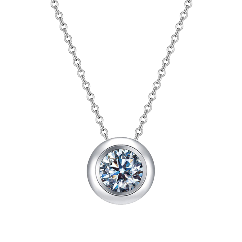 Collar de oro de 18K para mujer y niña, colgante delicado con diamantes de moissanita de 1 quilate, joyería de plata de ley