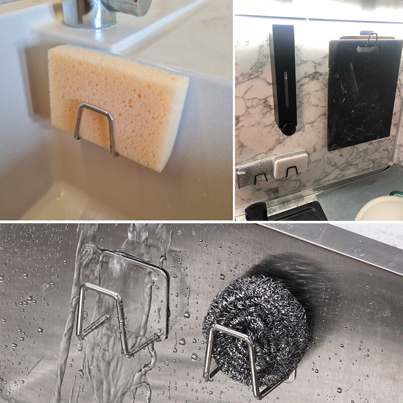 ฟองน้ำครัว Self Adhesive Sink ฟองน้ำท่อระบายน้ำราวตาก304สแตนเลสห้องเก็บของอุปกรณ์อ่างล้าง