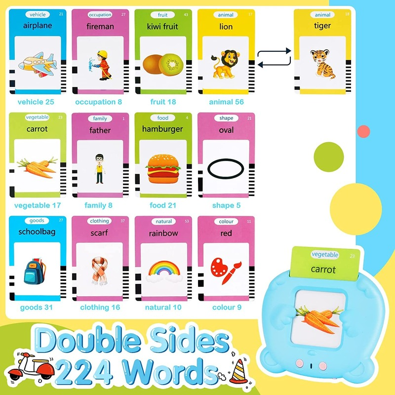 Falando cartões flash para crianças 2 3 4 5 6 anos de idade meninos meninas-224 palavras de visão aprendizagem brinquedos-terapia de fala autismo pré-escolar