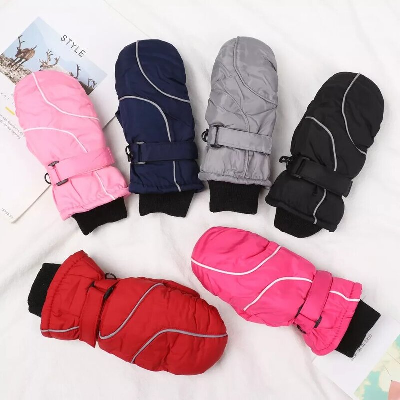 1Pair New Fashion Children Kids Winter Snow Warm Gloves Boys Girls Ski Windproof Waterproof Thicken Mittens Keep Finger Warm