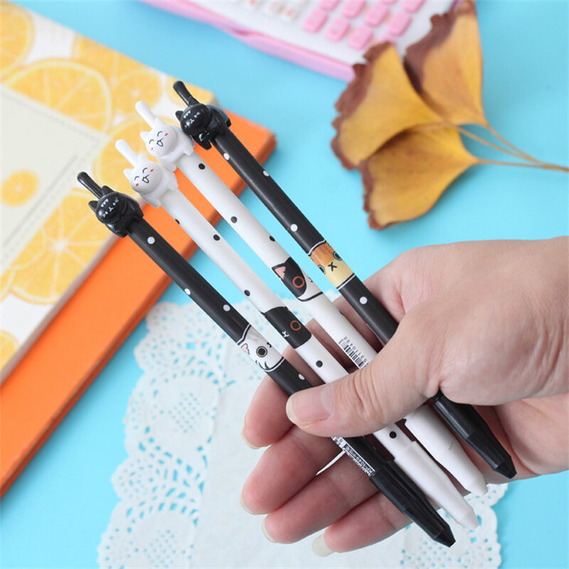 Stylo chat de noël 3D Kawaii, tiges de recharge de 0.38mm, stylos de Gel d'encre noire pour enfants étudiants, fournitures de papeterie scolaires officielles