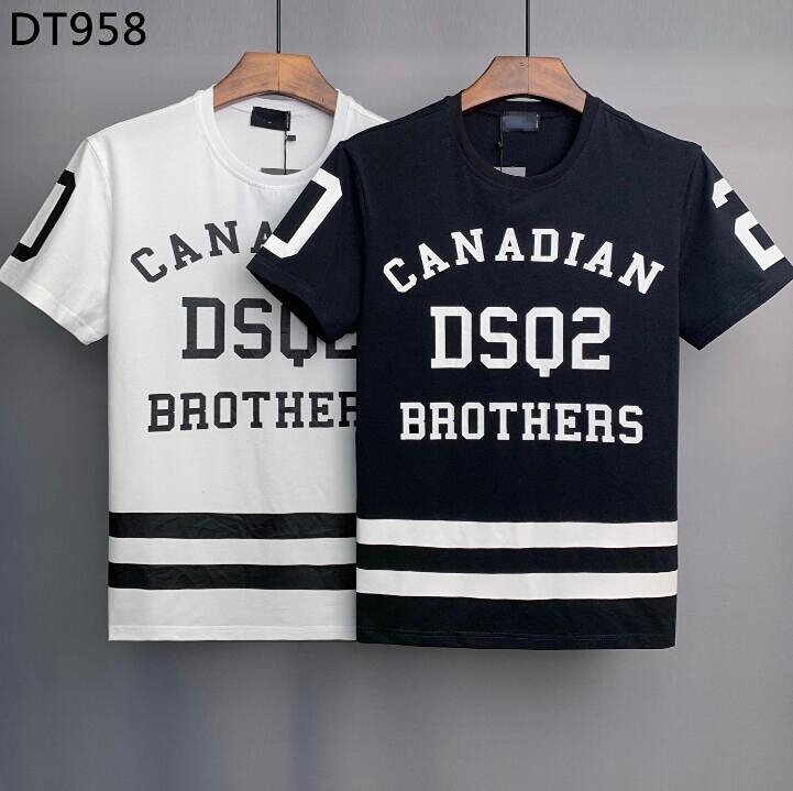 2023 nowe męskie letnie bawełniane koszulki marki DSQ2 moda na co dzień krótki rękaw t-shirt DSQ z nadrukiem ulicznym Hip Hop t-shirt