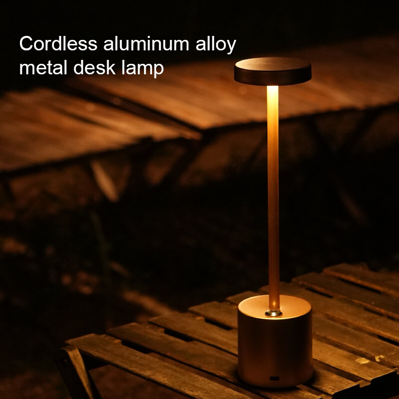 Kinscoter-luz nocturna ambiental recargable, lámpara de escritorio inalámbrica con ajuste de brillo de temperatura de tres colores