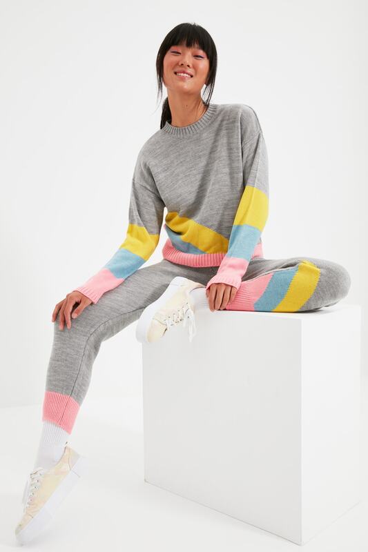 Trendyol Jacquard Sweater Pants Knitwear Sub-Top Suit TWOAW22AU0103