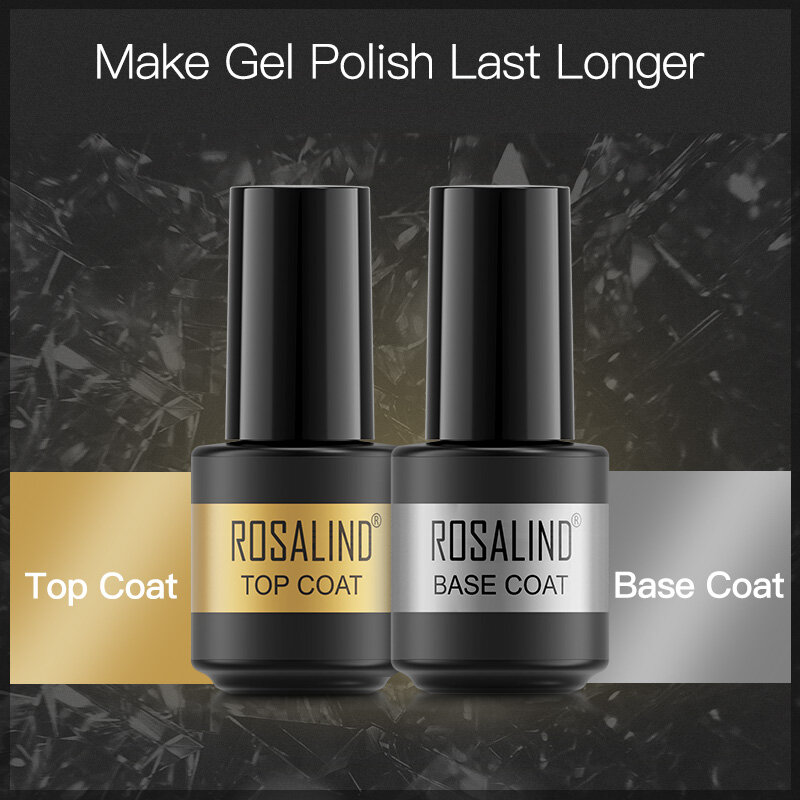 ROSALIND Base & Top Coat 7ml smalto per unghie Gel lacca per unghie a lunga durata buona per Nail Art Design Gel Semi permanente
