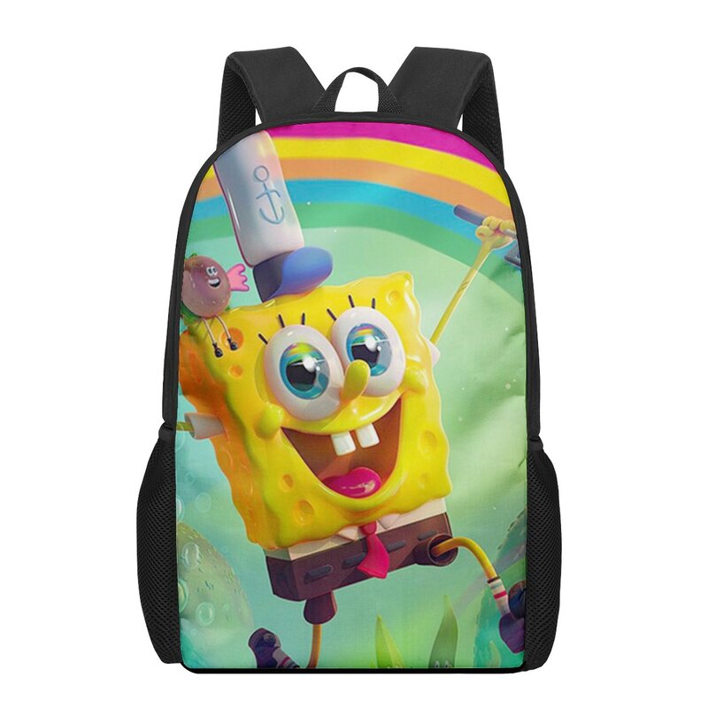 SpongeBobs-mochila con estampado de dibujos animados para hombre y niño, morral escolar con estampado de dibujos animados, bolsa de libros para adolescentes, Bo