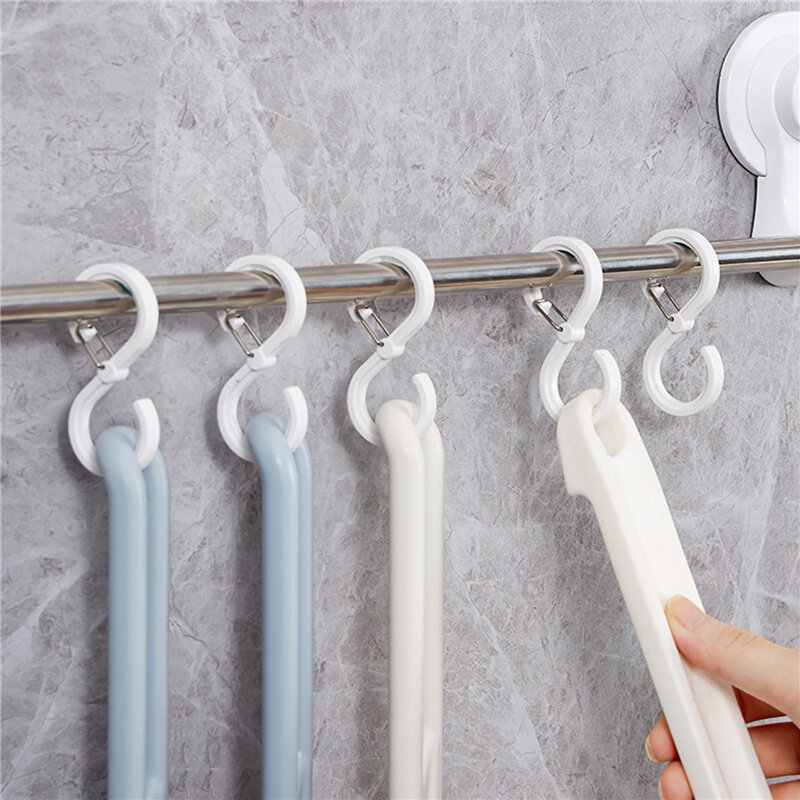 8pcs S-shaped Hook Plastic Multi-function Windproof Bathroom Wardrobe Coat Hanging Punch-free Shoes Hanger Kitchen Accessories