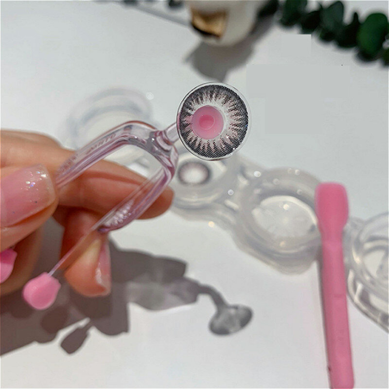 1 conjunto olho cuidado lentes de contato inserter removedor silicone macio ponta pinça vara caso conjunto vestindo ferramentas lente contato acessórios