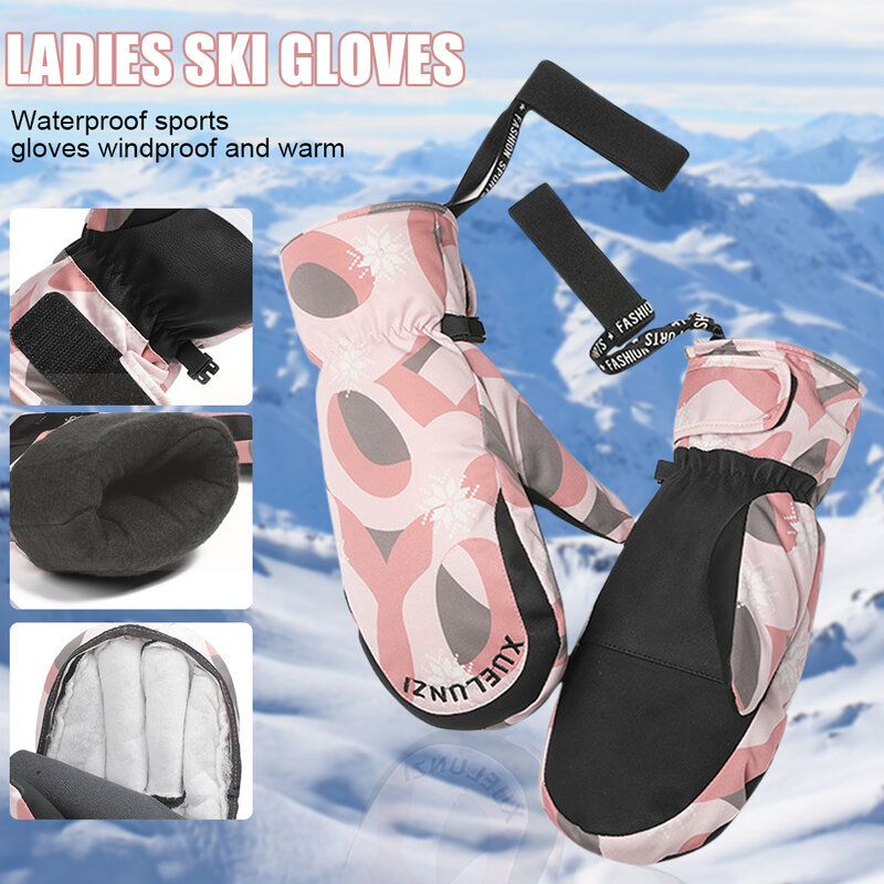 Guantes de esquí para hombre y mujer, manoplas cálidas para la nieve, impermeables, para Snowboard