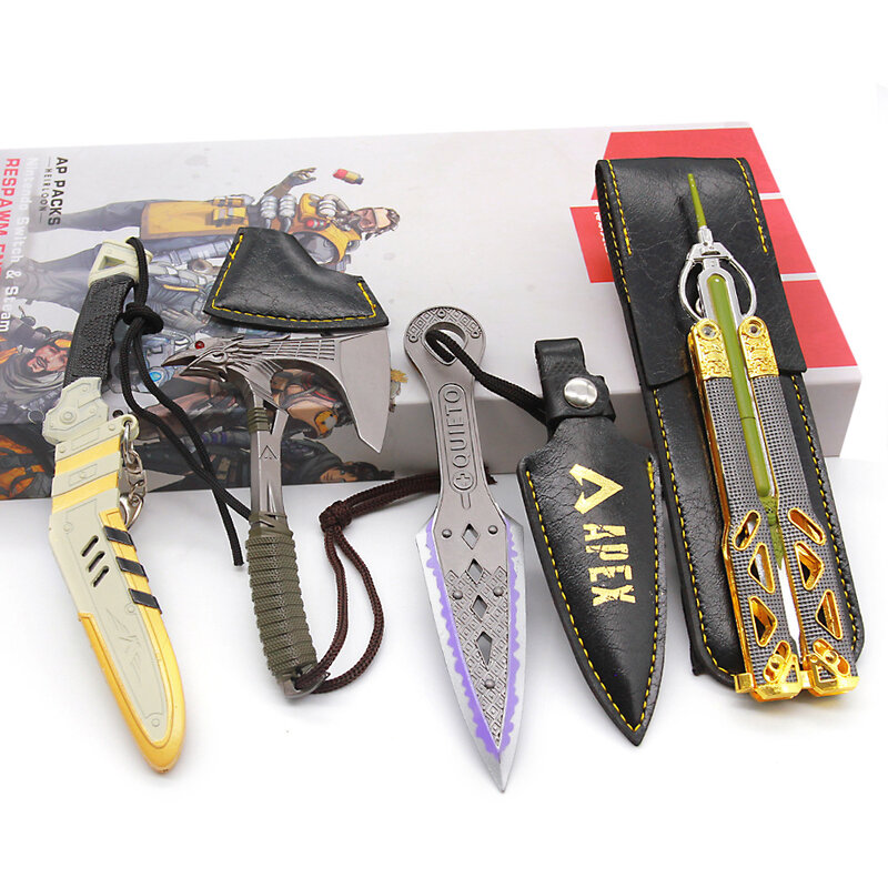 Apex Legends-Caja de regalo Octane para niños, modelo de arma de la herencia, cuchillo de mariposa Wraith Kunai Bangalore Bloodhound, Cuervo, juguete para morder