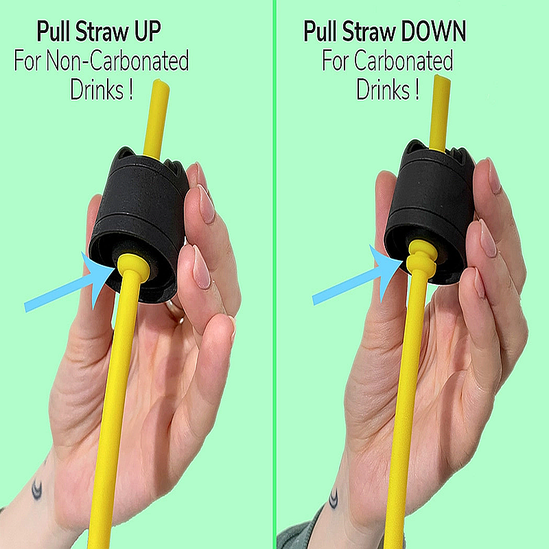 Portable Beverage Straw Standard Bottles Straw Reusable Straw with Built-in Twist Spill Proof Cap Germ-free Air-tight Leak-proof