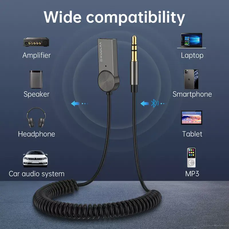Kuulaa Aux Bluetooth Adapter Dongle Kabel Voor Auto 3.5Mm Jack Aux Bluetooth 5.0 Ontvanger Speaker Audio Muziek Draadloze Zender