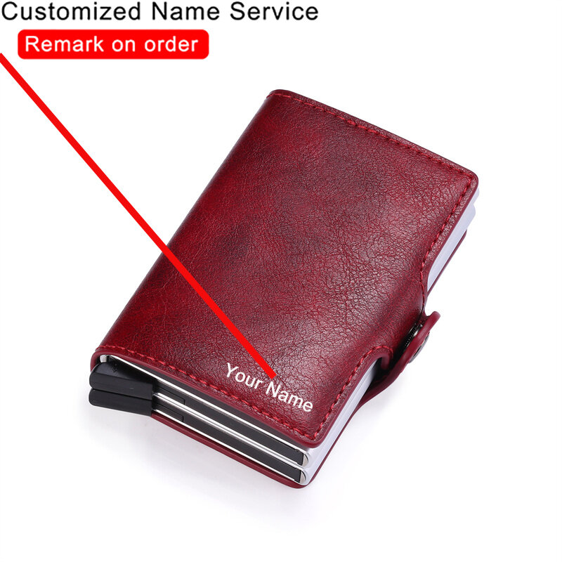 2023 New Customized Name Card Holder Men's Double Anti Rfid Credit Card holder Case Wallet Woman Business Bank Minimalist Wallet