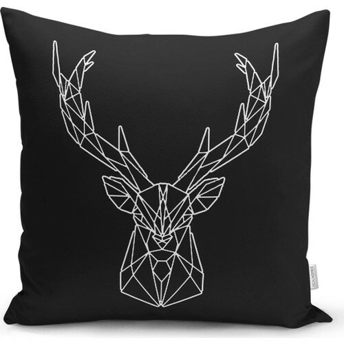 Czarny biały kolor 4'lü Concept poduszka dekoracyjna jeleń, pióro orła, marmur, geometryczny