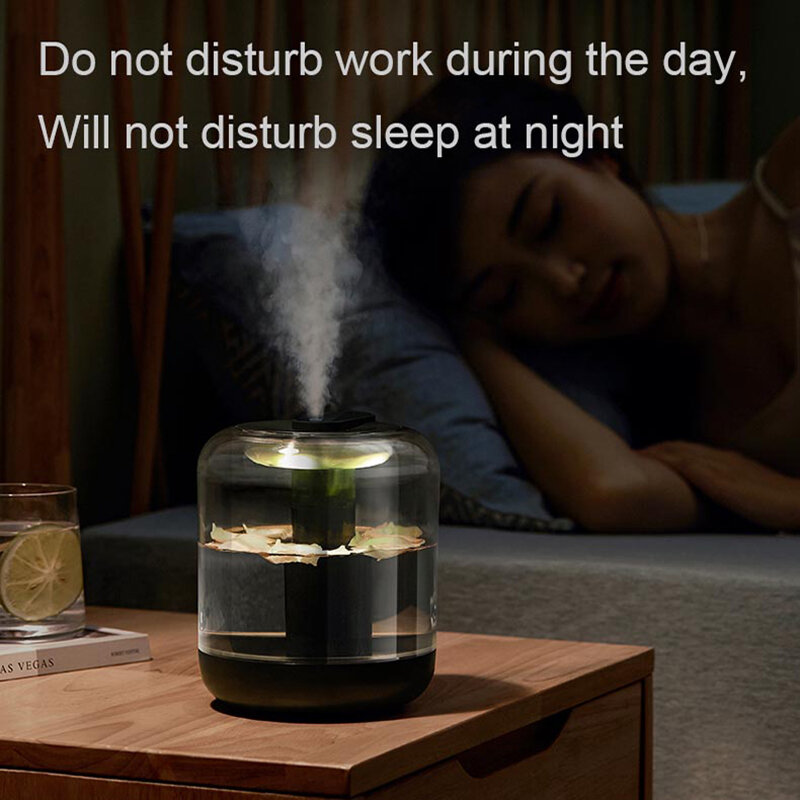 1000ML Air Humidifier 2000 MAh Rechargeable Aroma Diffuser Essential Oil 7Color Lights Cool Mist Can Add Flowers Fruits