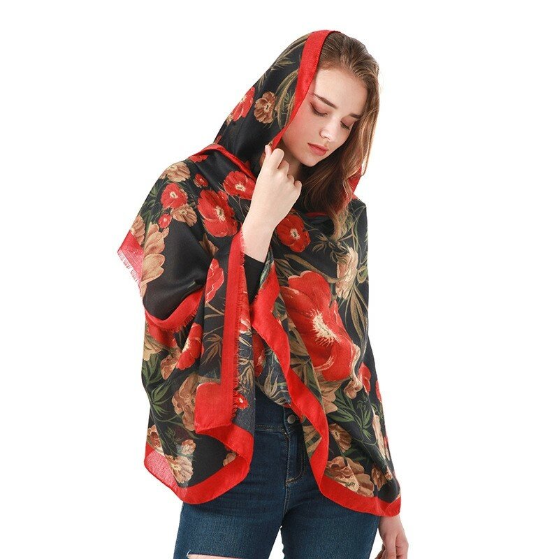 180*90cm Classic Summer Beach Prints Silk Scarves Female Shawl Women Foulard Cover-ups Wrap Bandanna Muffler Chiffon Hijab lady