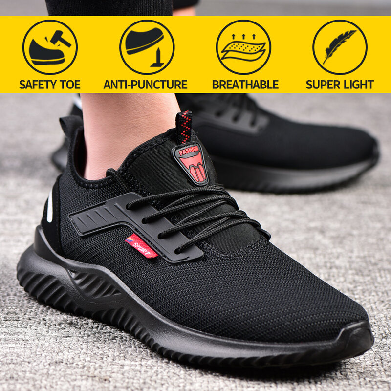 Werk Veiligheidsschoenen Anti-Smashing Stalen Neus Punctie Proof Constructie Lichtgewicht Ademend Sneakers Schoenen Mannen Vrouwen Is Licht