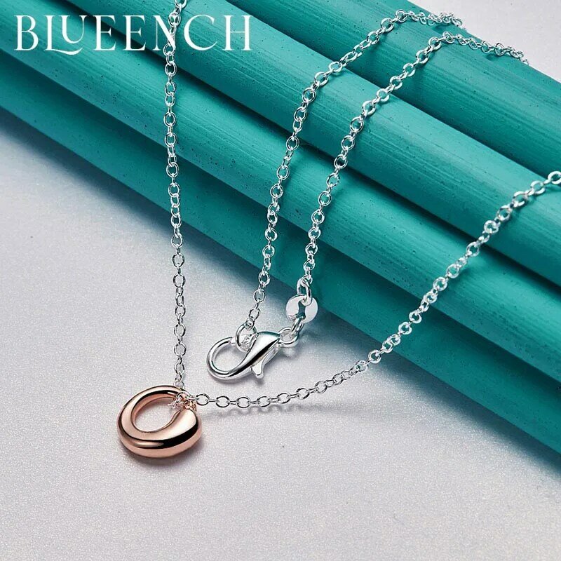Blueench 925 Liontin Bulat Tidak Beraturan Perak Murni 16-30 "Kalung Rantai untuk Perhiasan Elegan Kasual Pesta Wanita