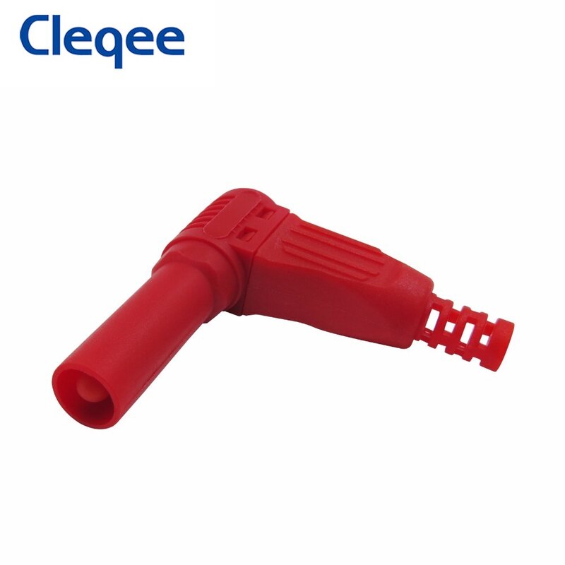 Cleqee P3014 10pcs High Quality Right Angle 4mm Shrouded Banana Plug Safety Type Self-assembly DIY Connectors 90 Degree Adapter