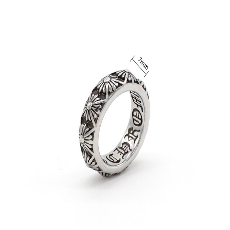 SHOUMAN-anillo de acero inoxidable con forma de flor pequeña, estilo Retro, superancho, Floral, ahuecado