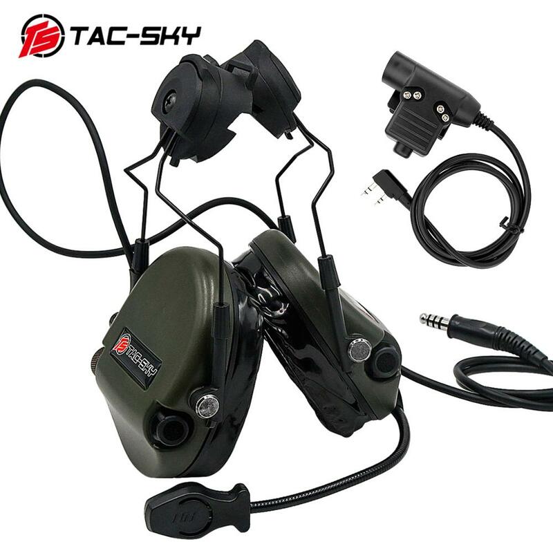 TS TAC-SKY TEAHEADSET Hi-Threat Nivel 1 Tactical PTT U94 y Diadema con cancelación de ruido, captación de casco táctico con montaje en arco
