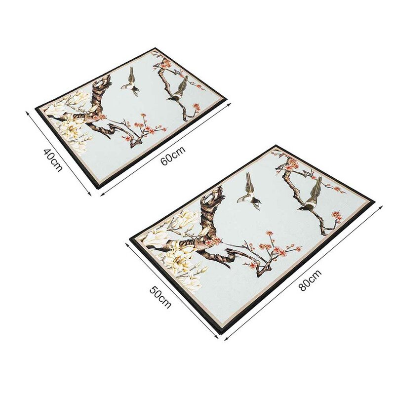 Tappetino da bagno rettangolare tappetino in stile cinese antiscivolo motivo floreale e uccello tappetino per porta d'ingresso tappeto per doccia accessorio per il bagno