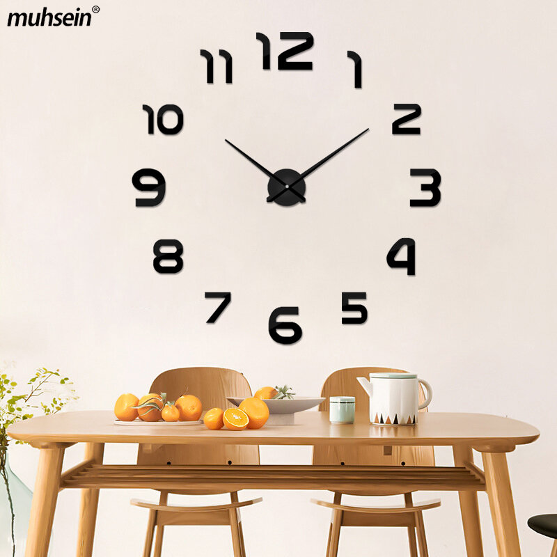 Muhsein-Reloj de pared silencioso 3d para decoración del hogar, pegatina de espejo acrílico, reloj de cuarzo, envío gratis, 2022
