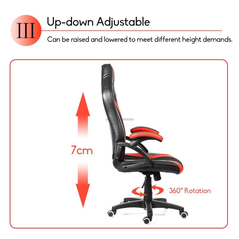 Gaming Chair Adjustable Racing Armchair Office Furniture Office Chair Desk Chair Swivel Executive Computer Chair PU Leather