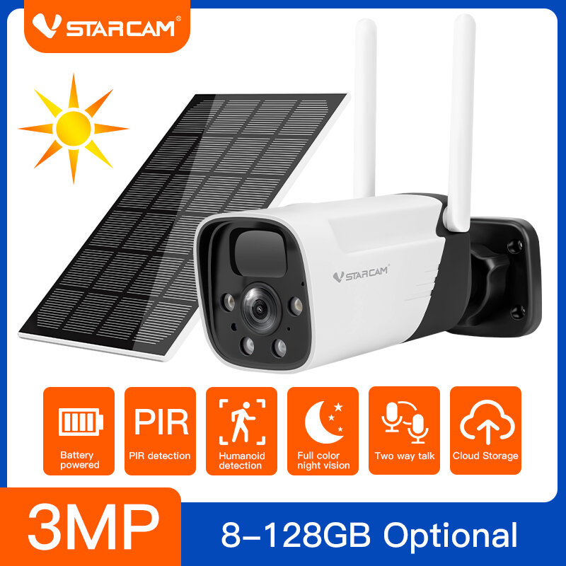 Telecamera IP Vstarcam WiFi pannello solare esterno 2MP 1080P HD sorveglianza camma per visione notturna impermeabile ricaricabile per l'ambiente