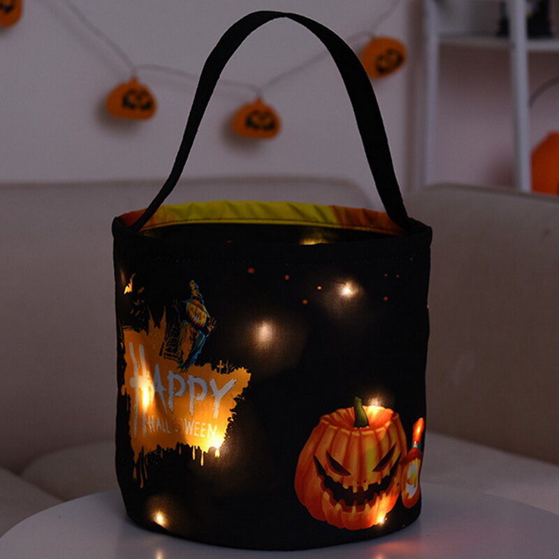 New Led Halloween Pumpkin Candy Bag Gift Pumpkin Bag  Children's Handbag candy bag ghost festival bucket decoration props