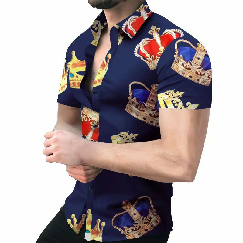 Гавайские рубашки с принтом для отдыха, с тонкими лацканами, мужской кардиган с короткими рукавами, фабричная рубашка